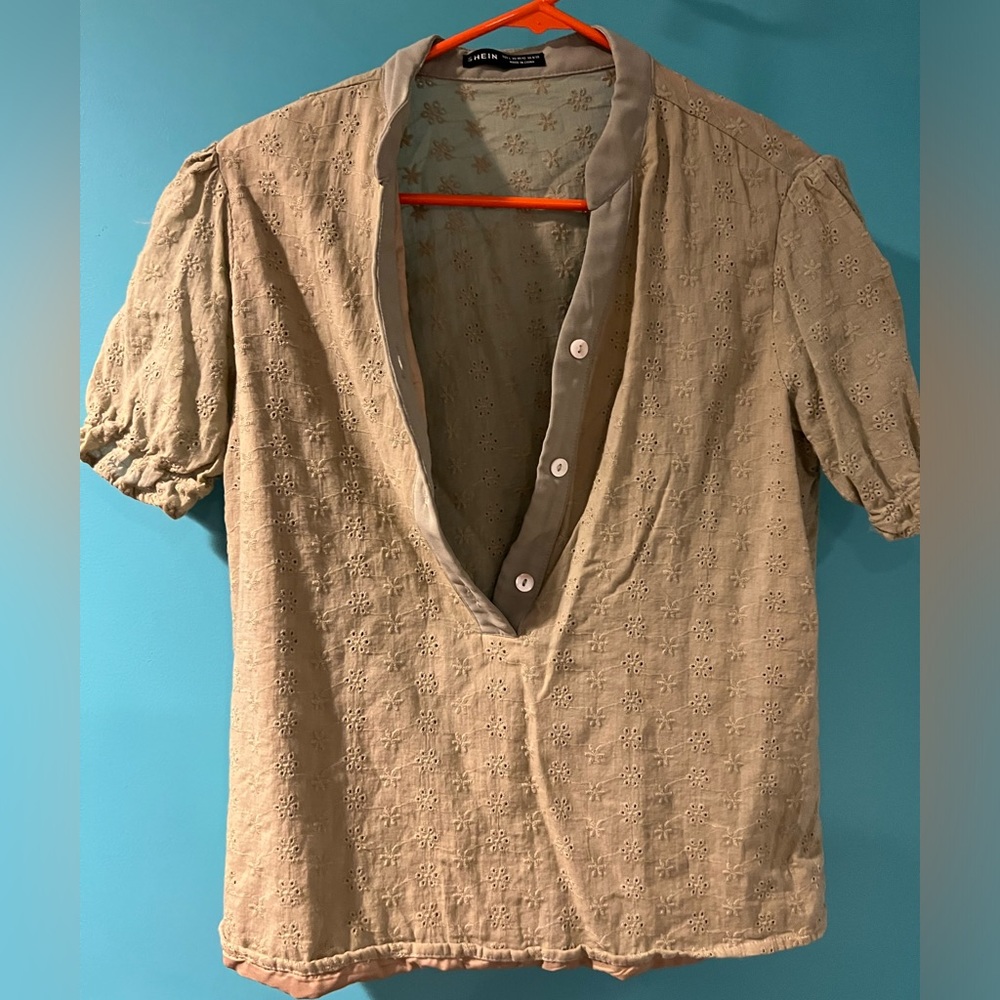 Shein Green Button-up Blouse